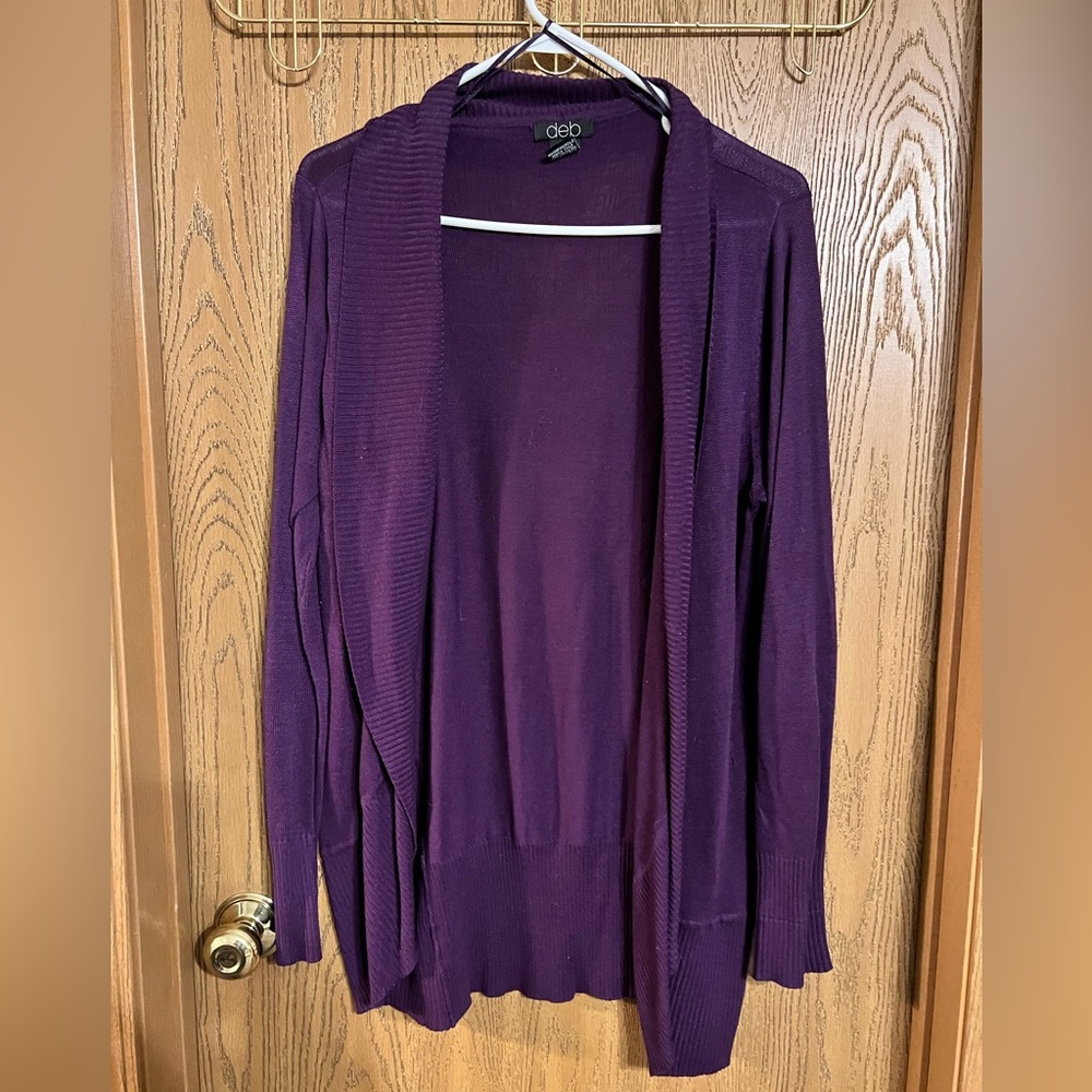 Purple Long Sleeve Fitted Cardigan Plus 1X | DEB